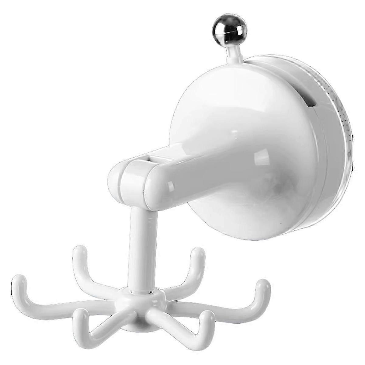 Rotatable Kitchen Hook - 6-Claw Suction Cup Wall Mount for Spatulas & Cookware, Drill-Free Plastic