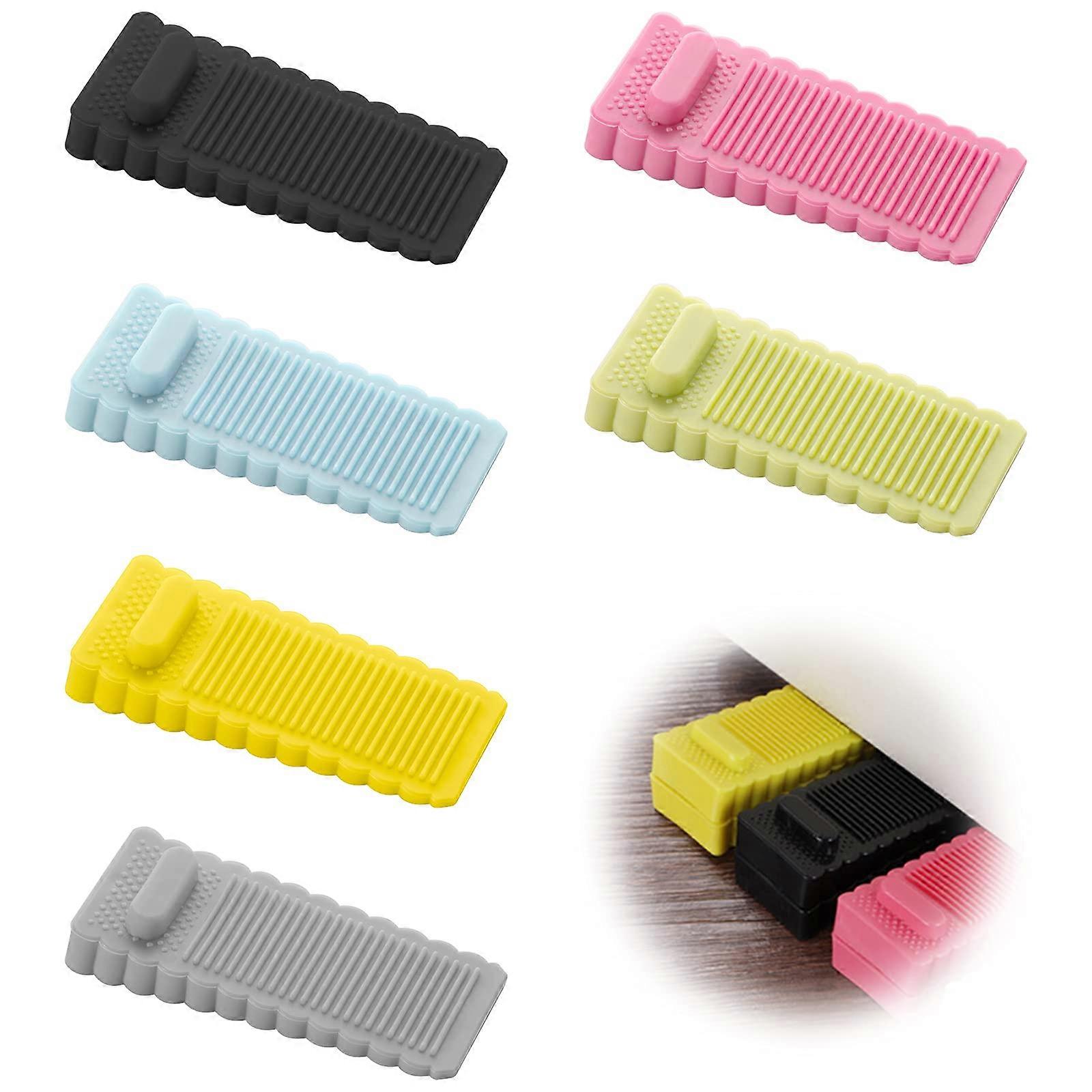 6 Pcs Rubber Door Stoppers Wedge for Multi-Surface Floor Use, Carpet Door Security Wedge, 6 Pack Multicolor