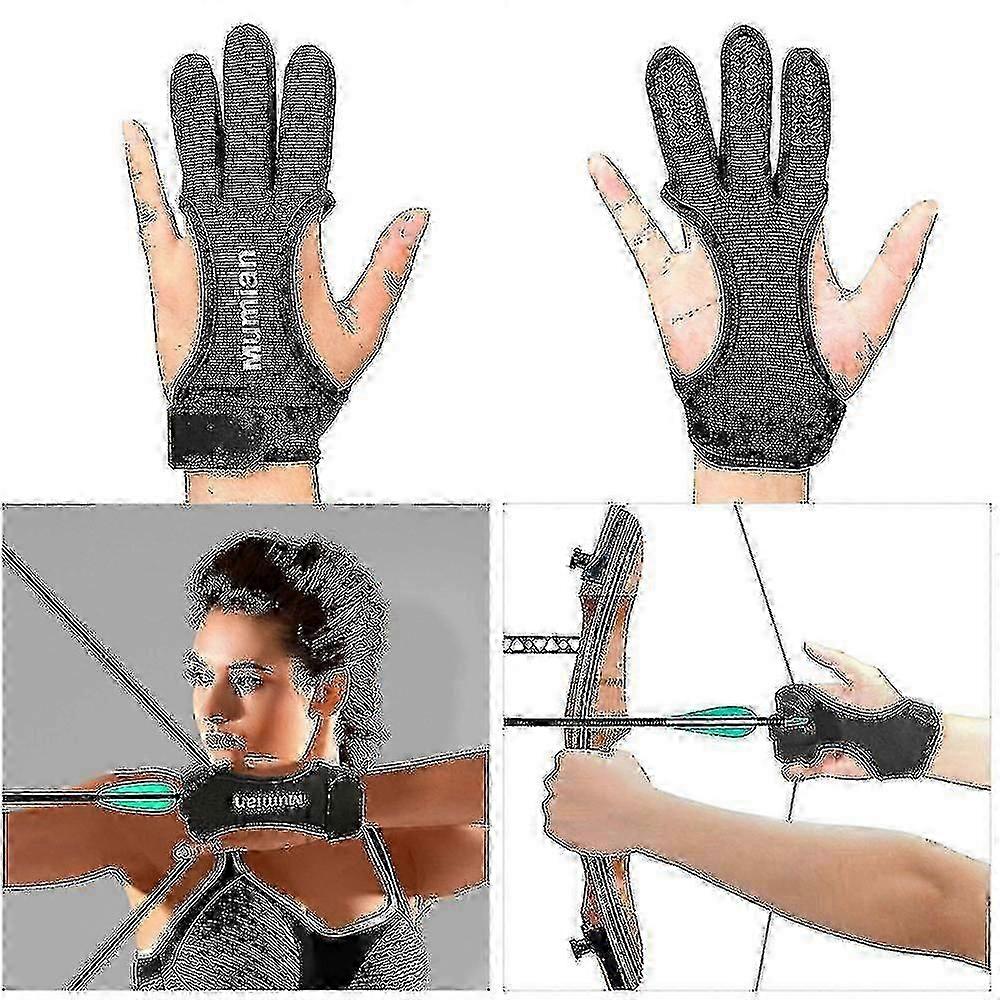 1 Zubehörstück Outdoor Bogenschießen Handschuhe Schießen Jagd Leder Dreifinger Protektor Bogenschießen Schutzausrüstung