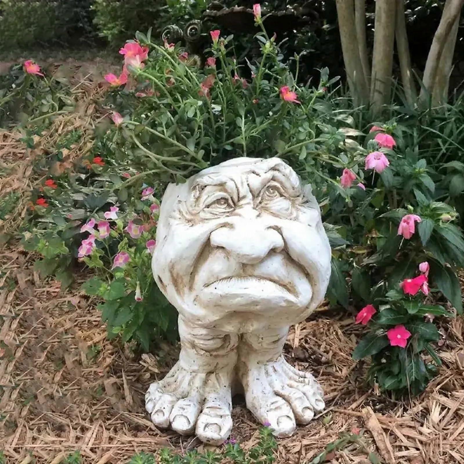 Whimsical Smiley Face Planter with Feet – Unique Outdoor Planter for Ferns and Herbs, Durable Resin, 10-Inch Size