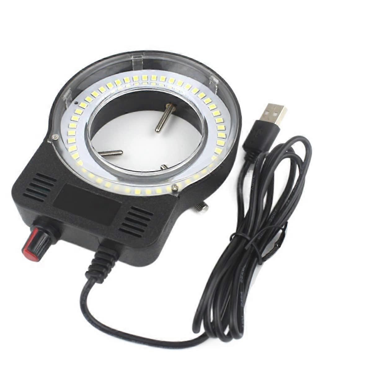 Lab Microscope Accessories Adjustable LED Ring Light with Power Adapter for Stereo Camera, Black, 60mm Diameter