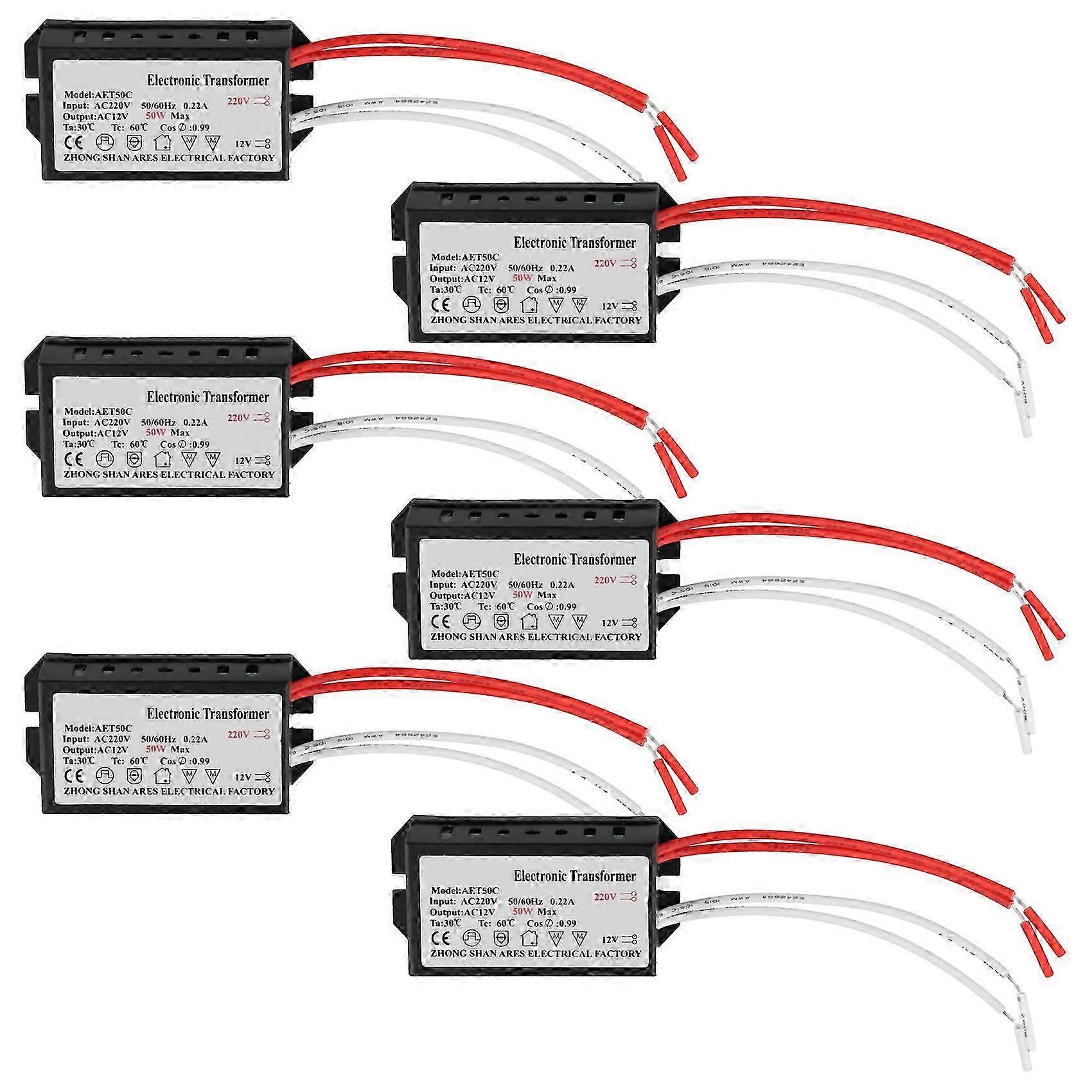 6 stk elektronisk transformator 220V til 12V adapter