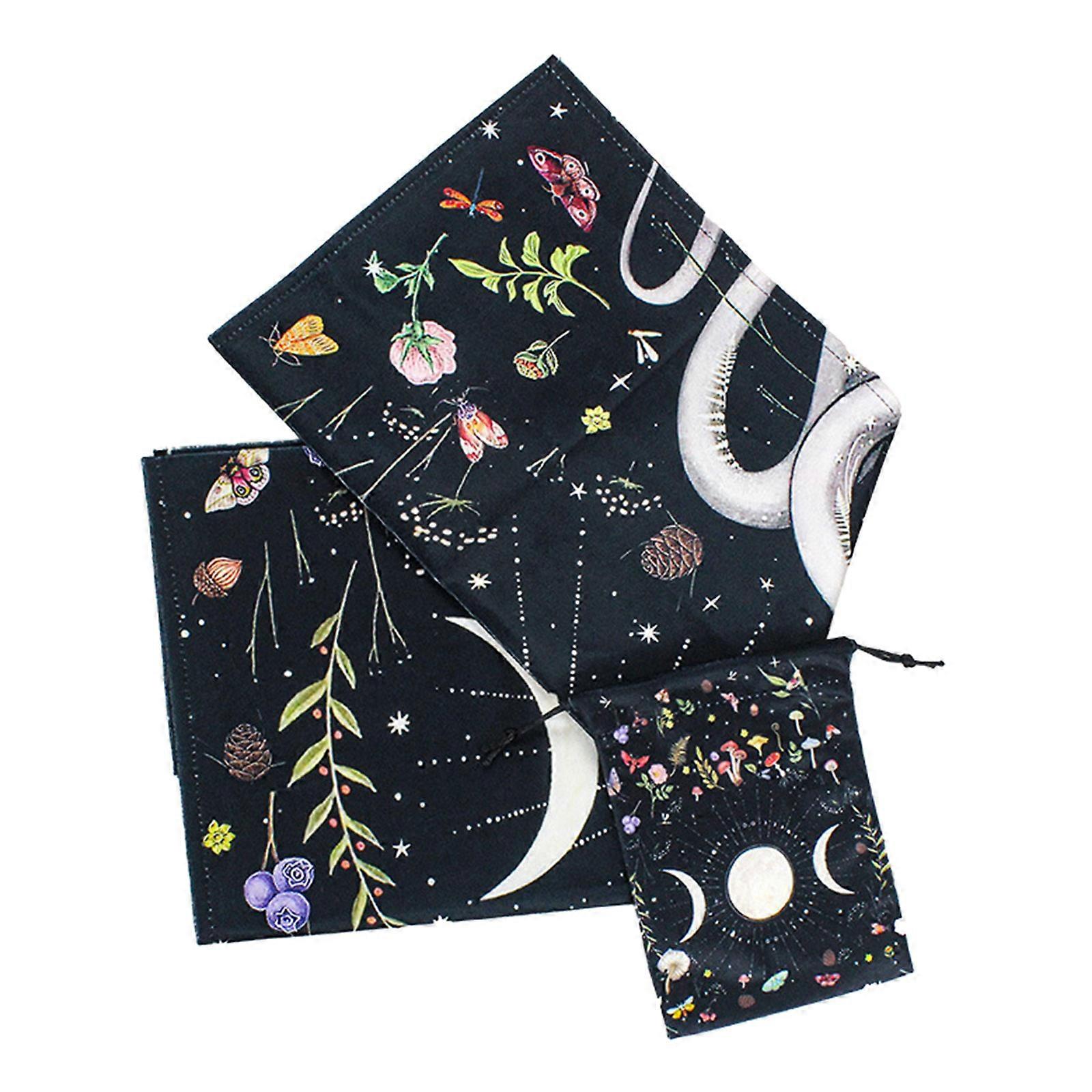 Tarots Tablecloth Moonphase Astrologys Altars Cloth Divinations Cards Table Cloth Tapestry with Drawstring Bag