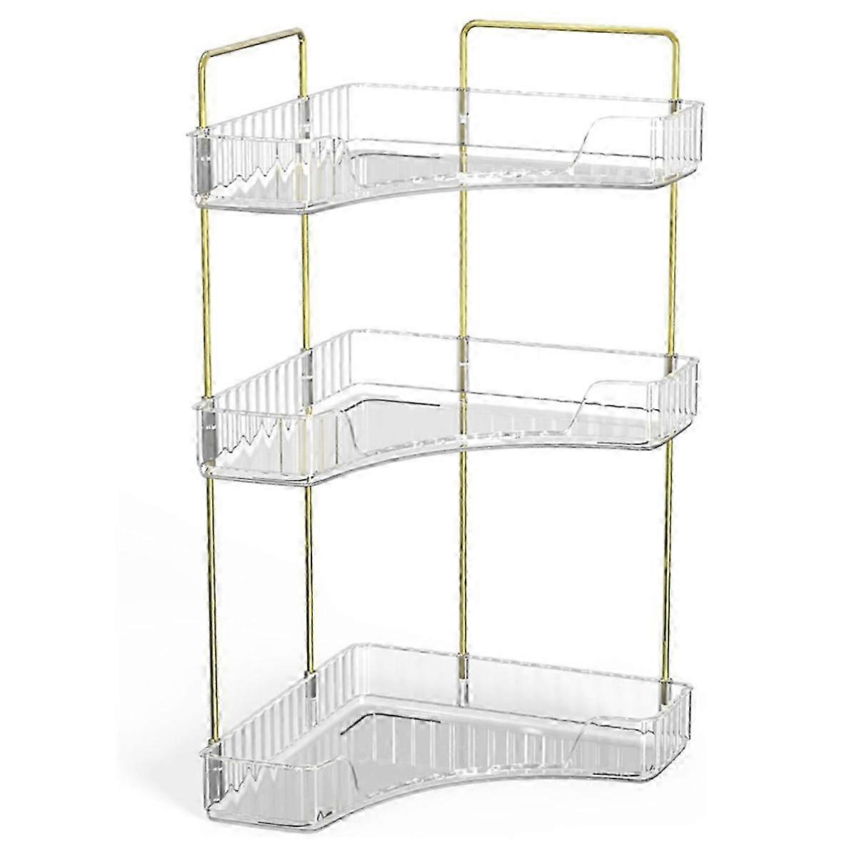 Corner Bathroom Counter Storage Rack Bathroom Countertop Rack Cosmetic Storage Rack Dressing Table Tray 3 Layers