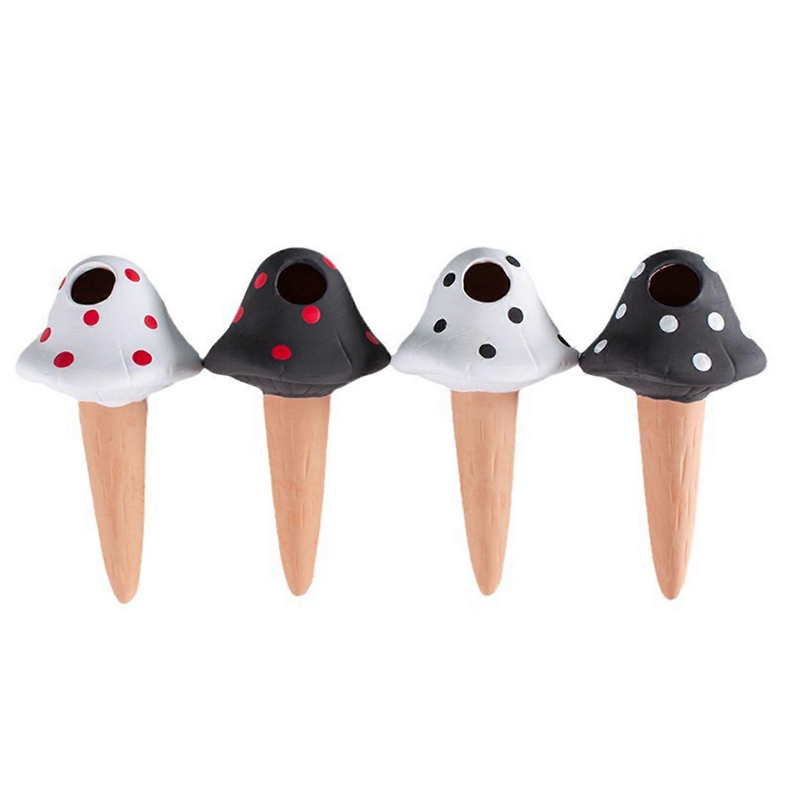 4pcs Terracotta Watering Spikes Slow Drips Self Watering Stakes Mushroom Vertical Planter Garden Automatic Irrigation