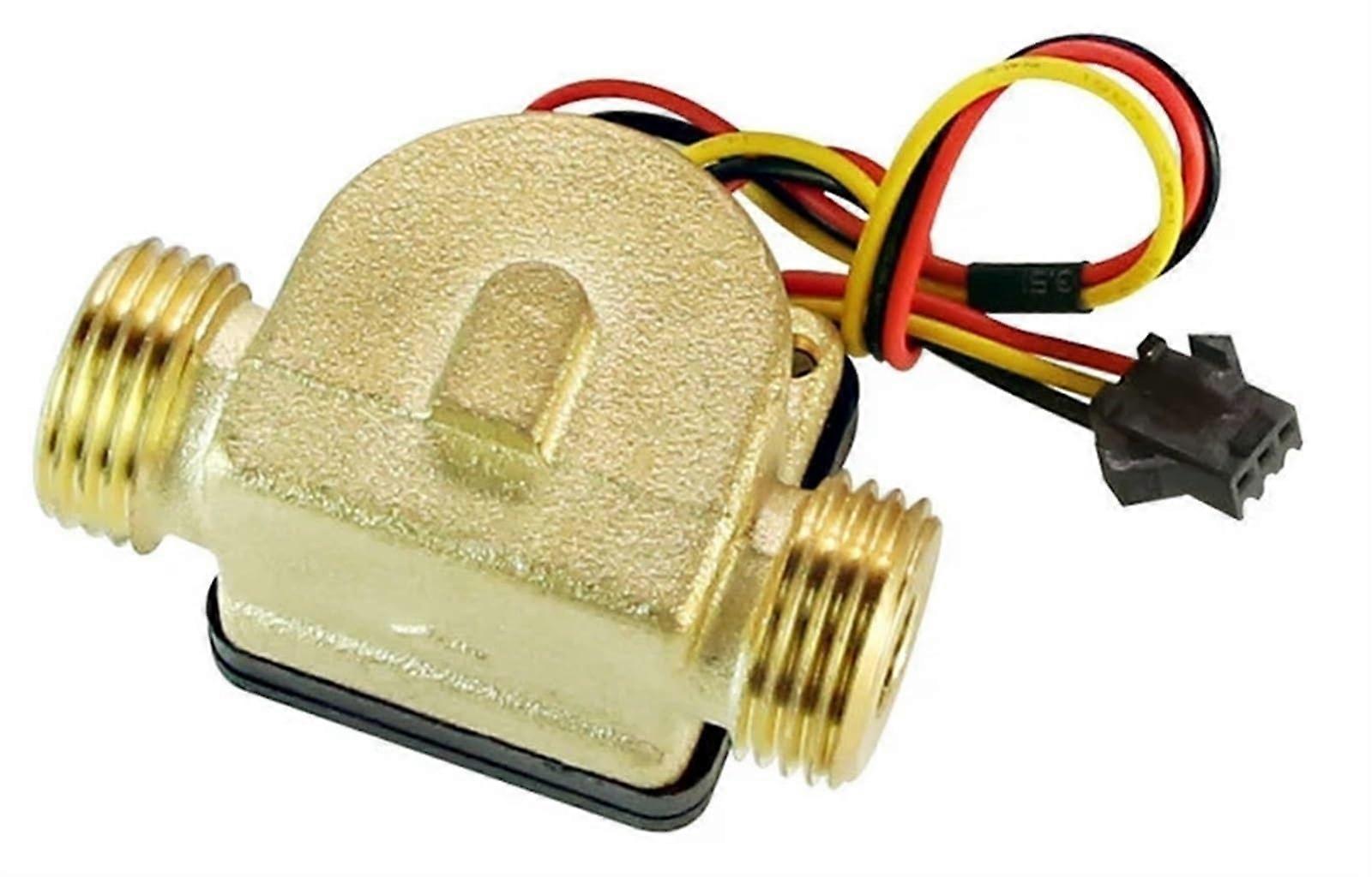 1/2" Water Flow Sensor Brass Turbine Pulse Flowmeter 1.75MPa Hall Sensor DC5~18V for Water Heaters and Dispensers