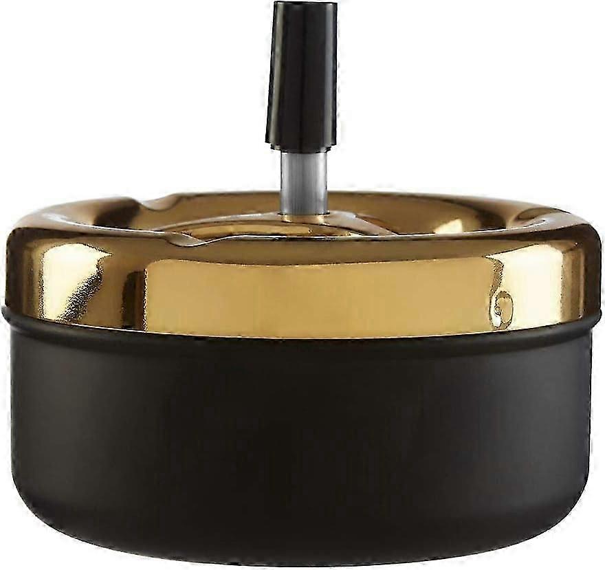 Revolving ashtray, iron, polypropylene, black/gold, Size L