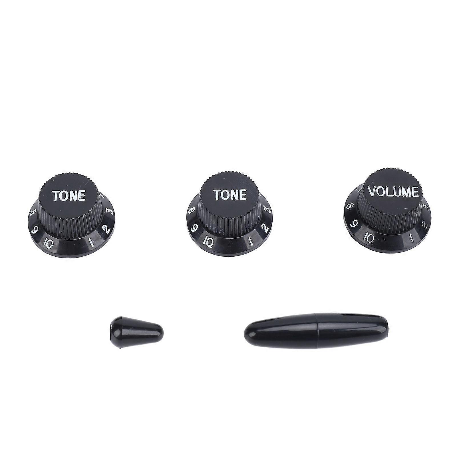 Guitar Potentiometer Knob Set Plastic Accurate Volume Tone Control Knob for Practice Black Color White Word