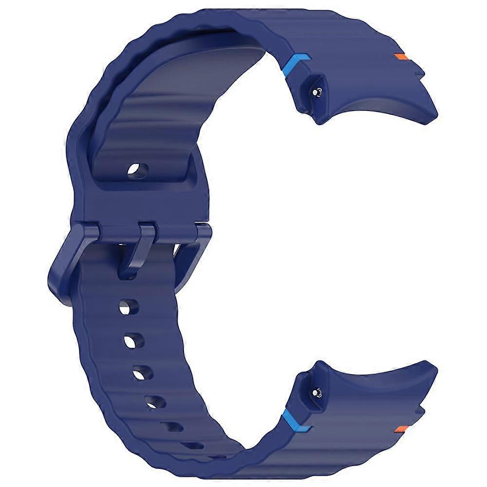 Watch Strap Watch Band for Samsung Galaxy Watch 7 Silicone Wave Pattern Line Colorful Buckle (Midnight Blue)