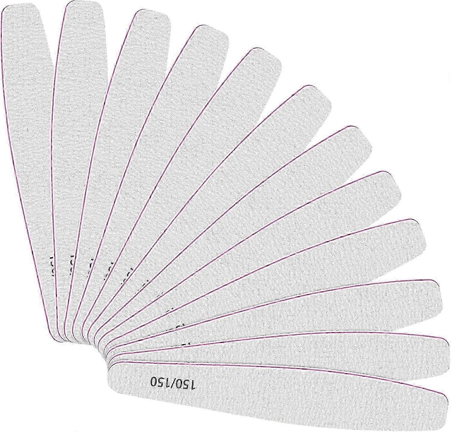 Set of 12 Professional Nail Files, Double-Sided Grit Emery Boards with 150/150 Grit for Manicure Tools Suitable for Home and Salon Use