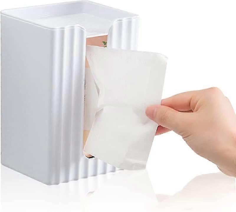 Wall Mounted Tissue Box Holder, Bathroom Tissue Dispenser Box with Storage Shelf (White)