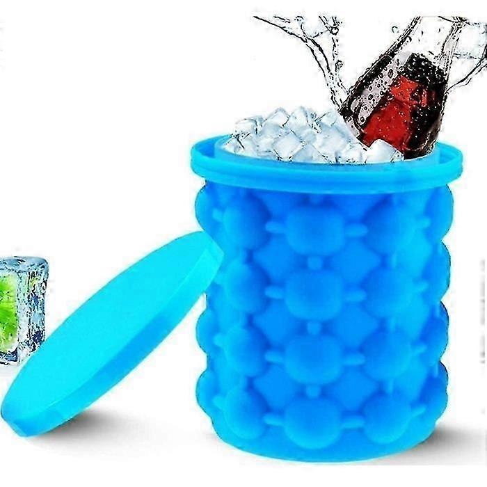 2 in 1 Large Silicone Ice Bucket with Lid, Portable Ice Cube Maker for Kitchen