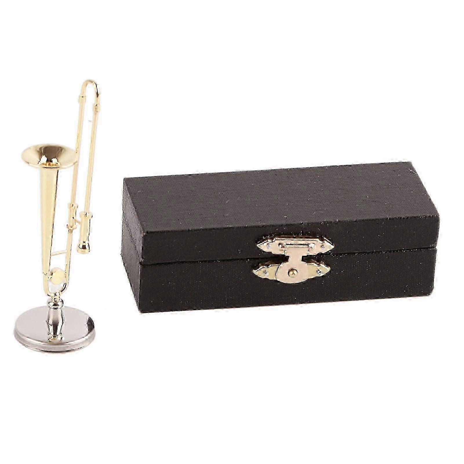 Miniature messing forgyldt basunmodel til dukkehus simuleringsinstrument