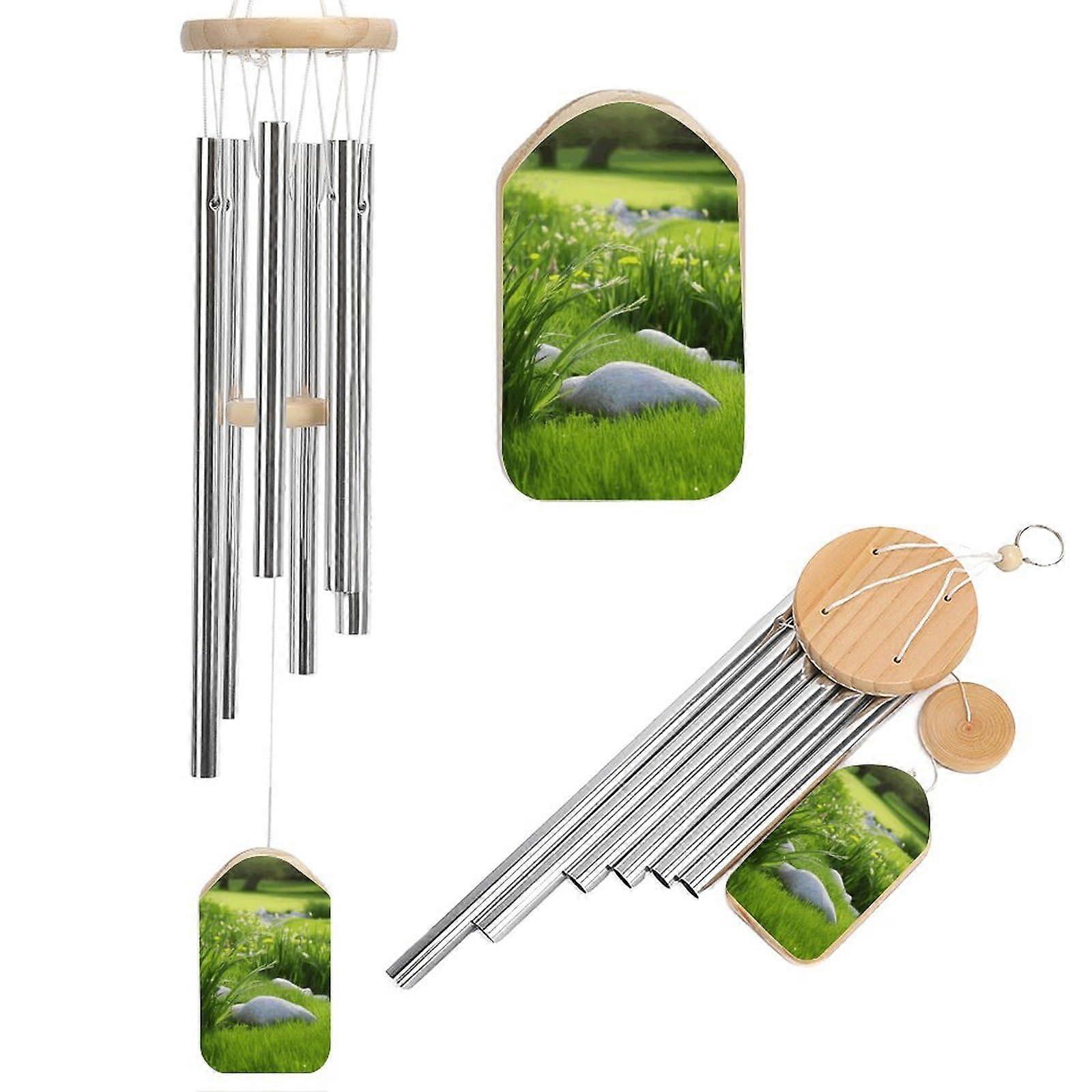 Wind chime for outdoor use, spring green grass printed, simple wind chime, curtain wind chime for home decoration