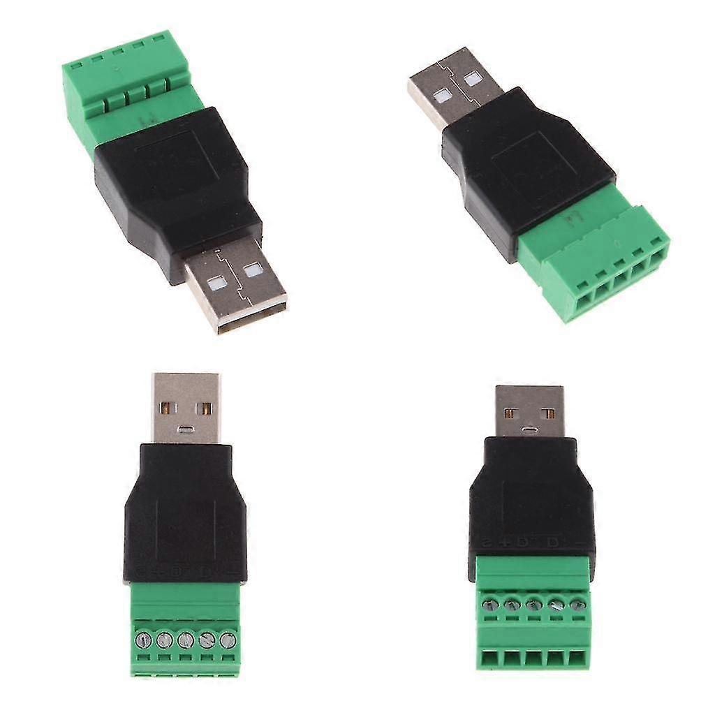 4x USB 2.0 Macho para 5 Pinos Adaptador de Terminal de Parafuso Conector para Projetos DIY