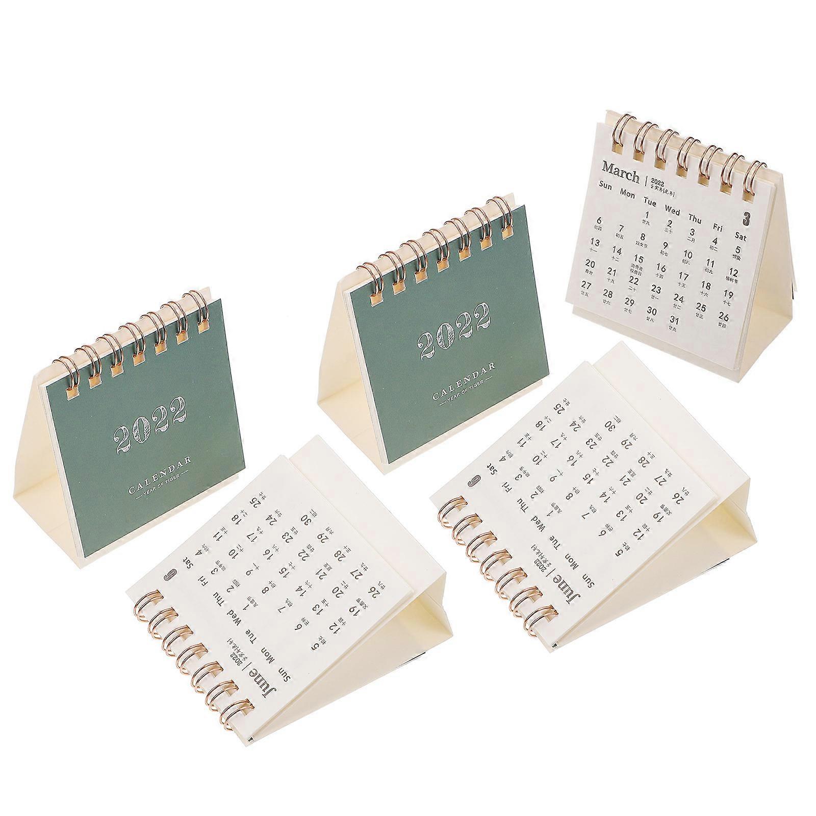 Office Mini Calendar Tabletop Calendar Office Use Bean Recording 5Pcs