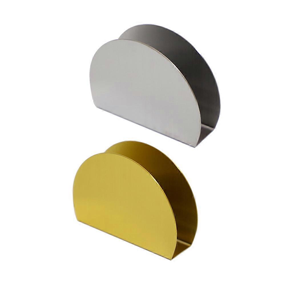 Decorative Napkin Rack Kitchen Counter Friendly Semicircular Design Holder Silver 2Set