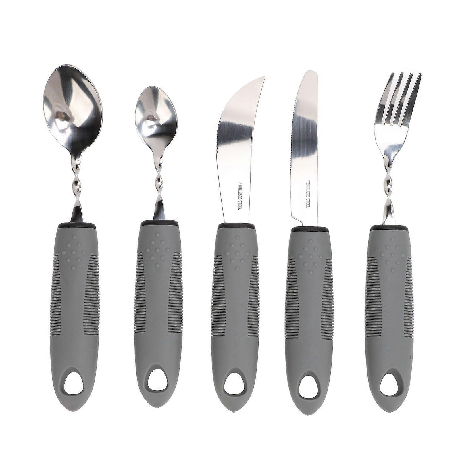2025 Latest Model 5pcs Bendable Adaptive Utensils Weighted Easy Grip Stainless...