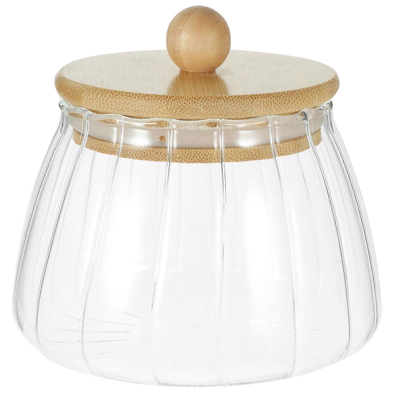 Tea Container Jar Sealed Tea Canister For Food Storage Round Simple Style 650ml 1Pcs