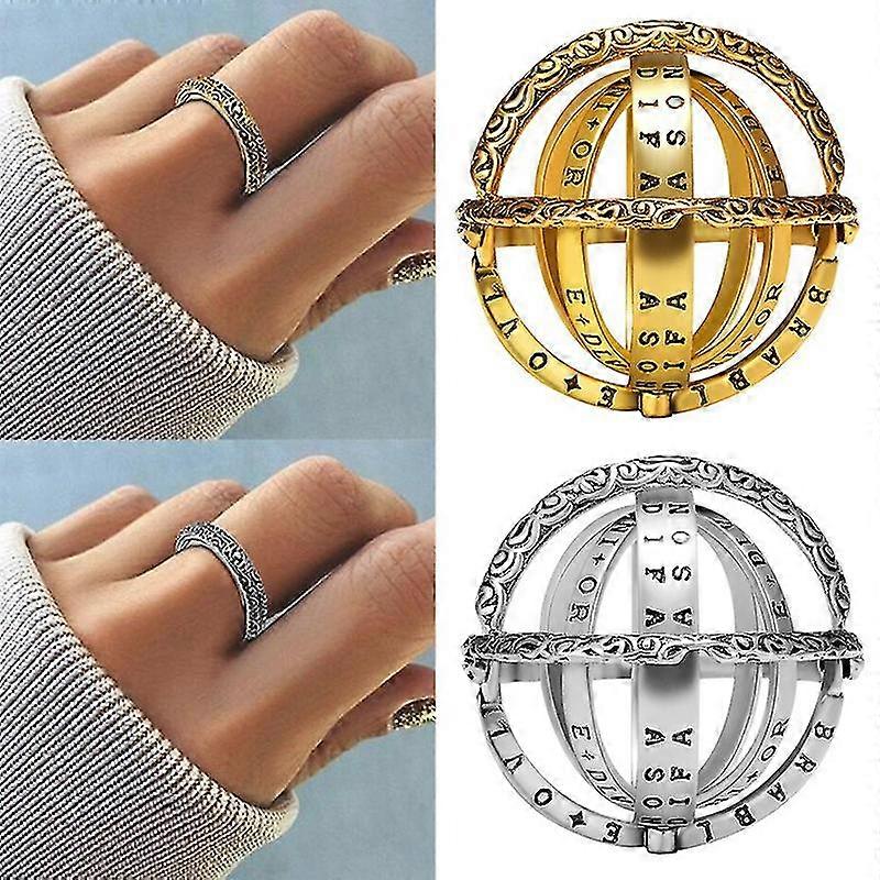 女性と男性のためのビンテージ回転宇宙指輪 - 天文ボールジュエリーパンクゴシックアクセサリー