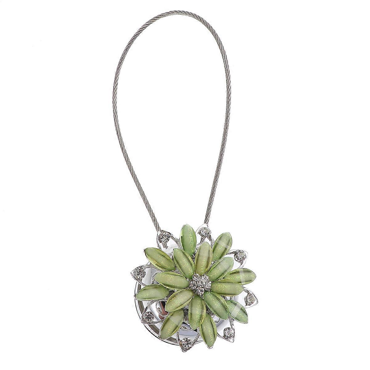 Artificial Flower Curtain Holdbacks Clips 15x5.3cm Green Color Alloy Material 1Pair