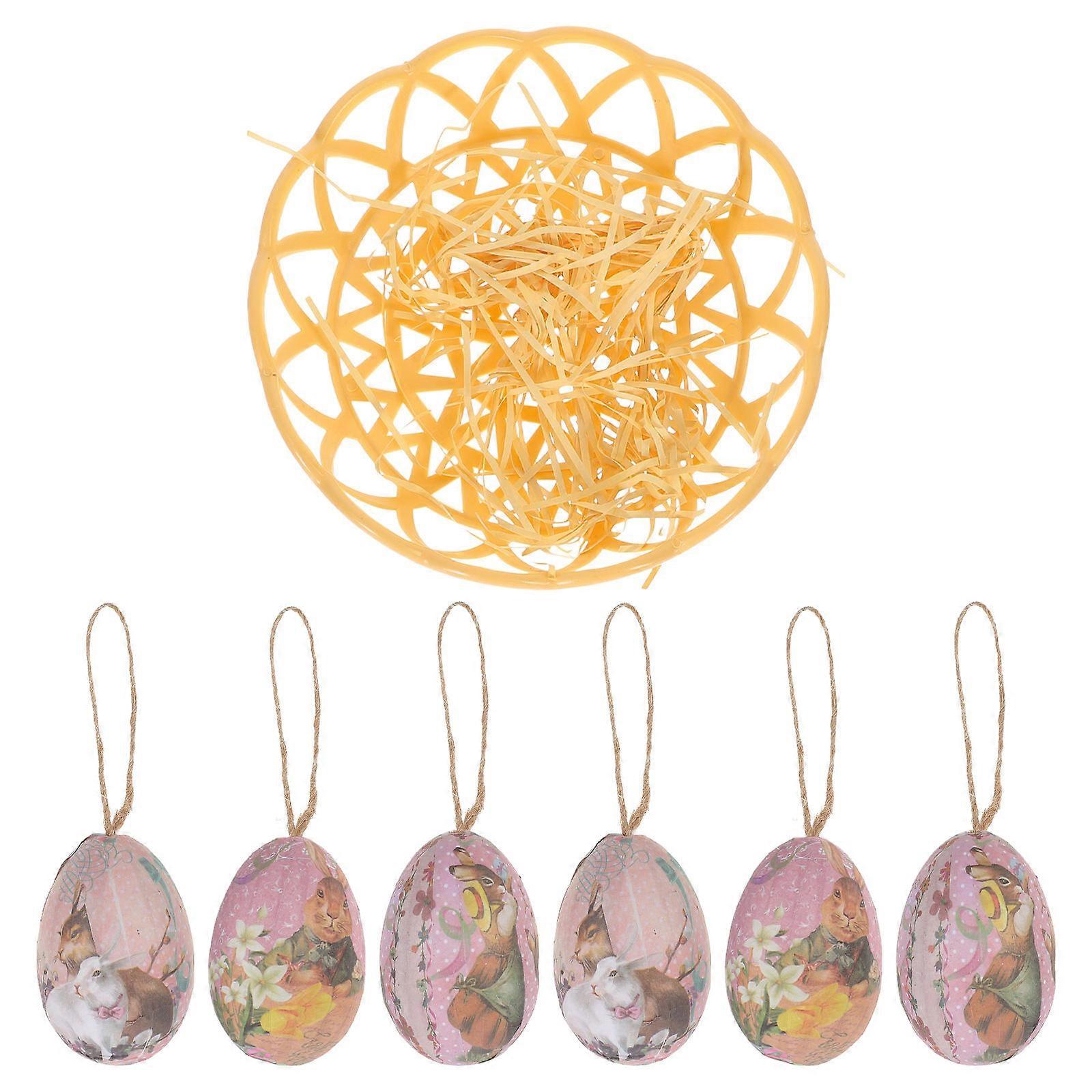 Hanging Egg Ornament Decorative Egg Shaped Candy Boxes For Easter Party Plastic 1 Set