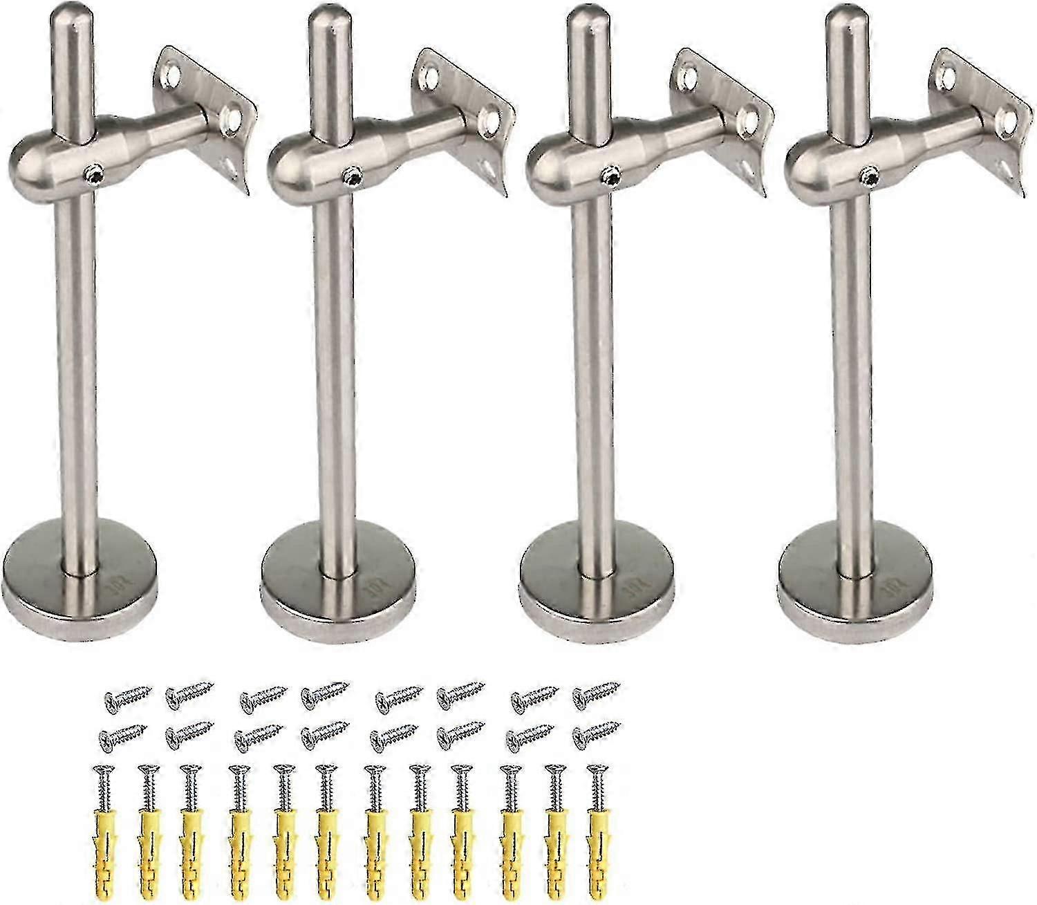 4PCS الثقيلة درج درابزين قوس، قابل للتعديل الفولاذ المقاوم للصدأ السكك الحديدية، ومناسبة للخشب جولة