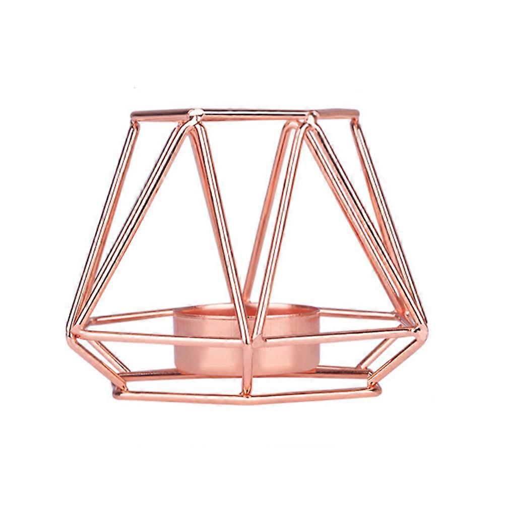 Elegant Candlestick Retro Iron Candlestick Holder Table Centrepiece Home Atmosphere Small Size Rose Gold 1Pack