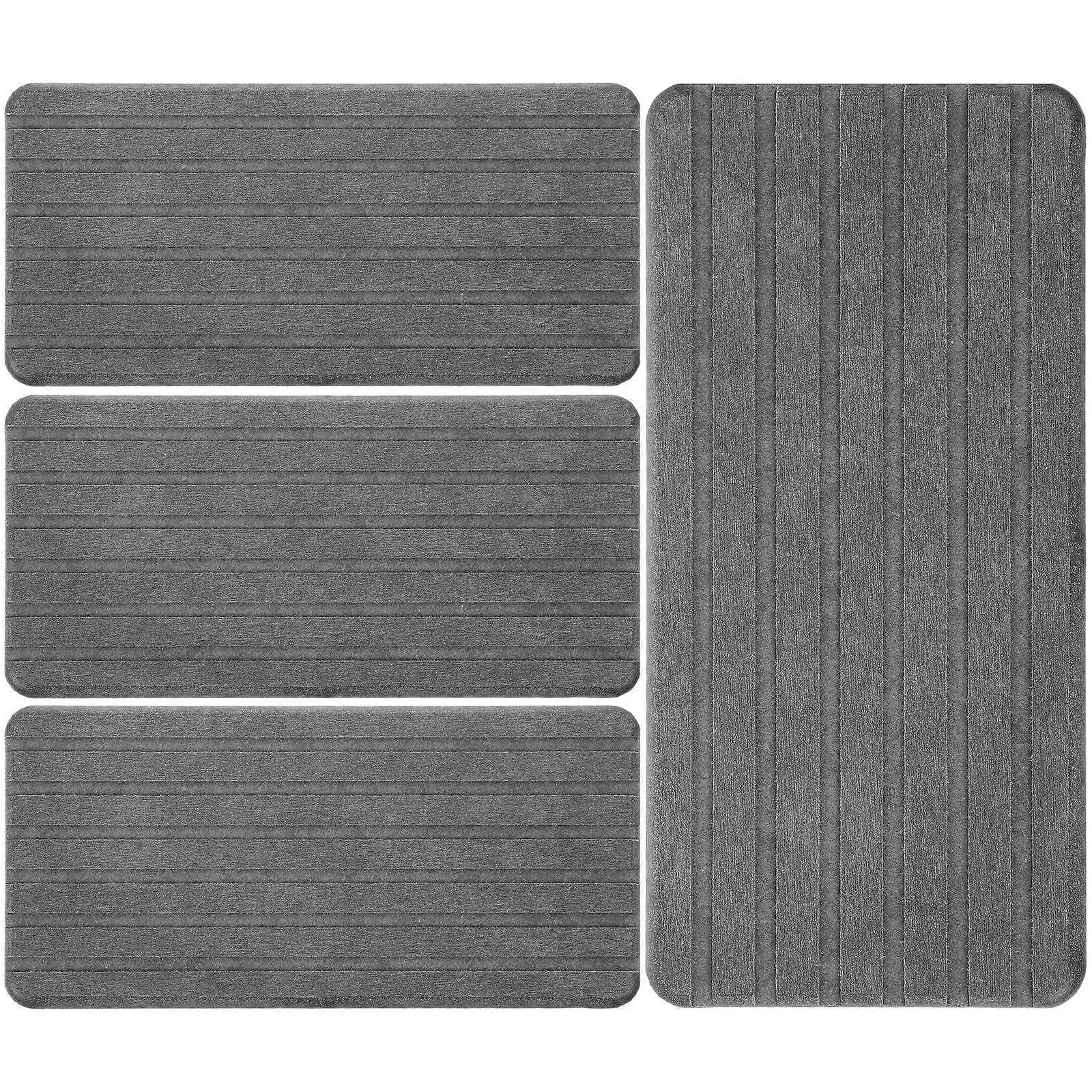 Instant Dry Sink Mat Diatomite Coasters Bathroom Accessories Countertop Organizers Dark Grey 21X10CM 4Pcs