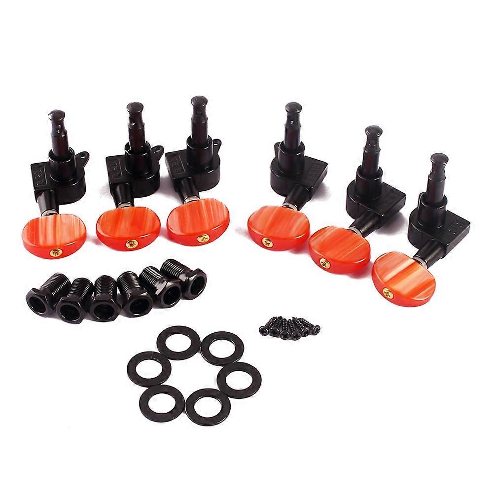 Guitar Tuning Knob Tuners Machine Heads Enclosed String Electric Guitar Red Plastic Buttons Keys 6Pcs