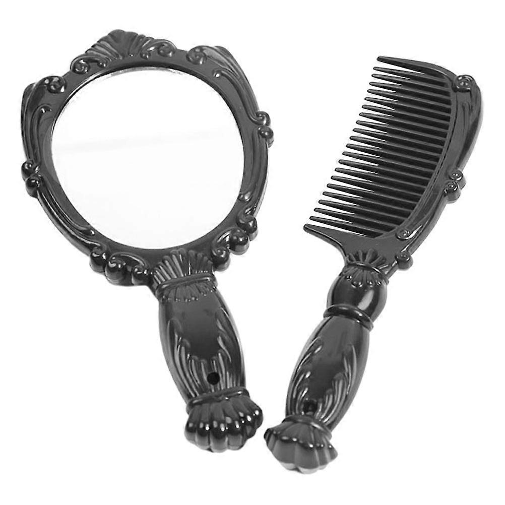 Portable Hairdressing Mirror Comb Set for Women – Stylish Makeup Accessory with Handheld Cosmetic Mirror and Comfortable Hair Combing Experience