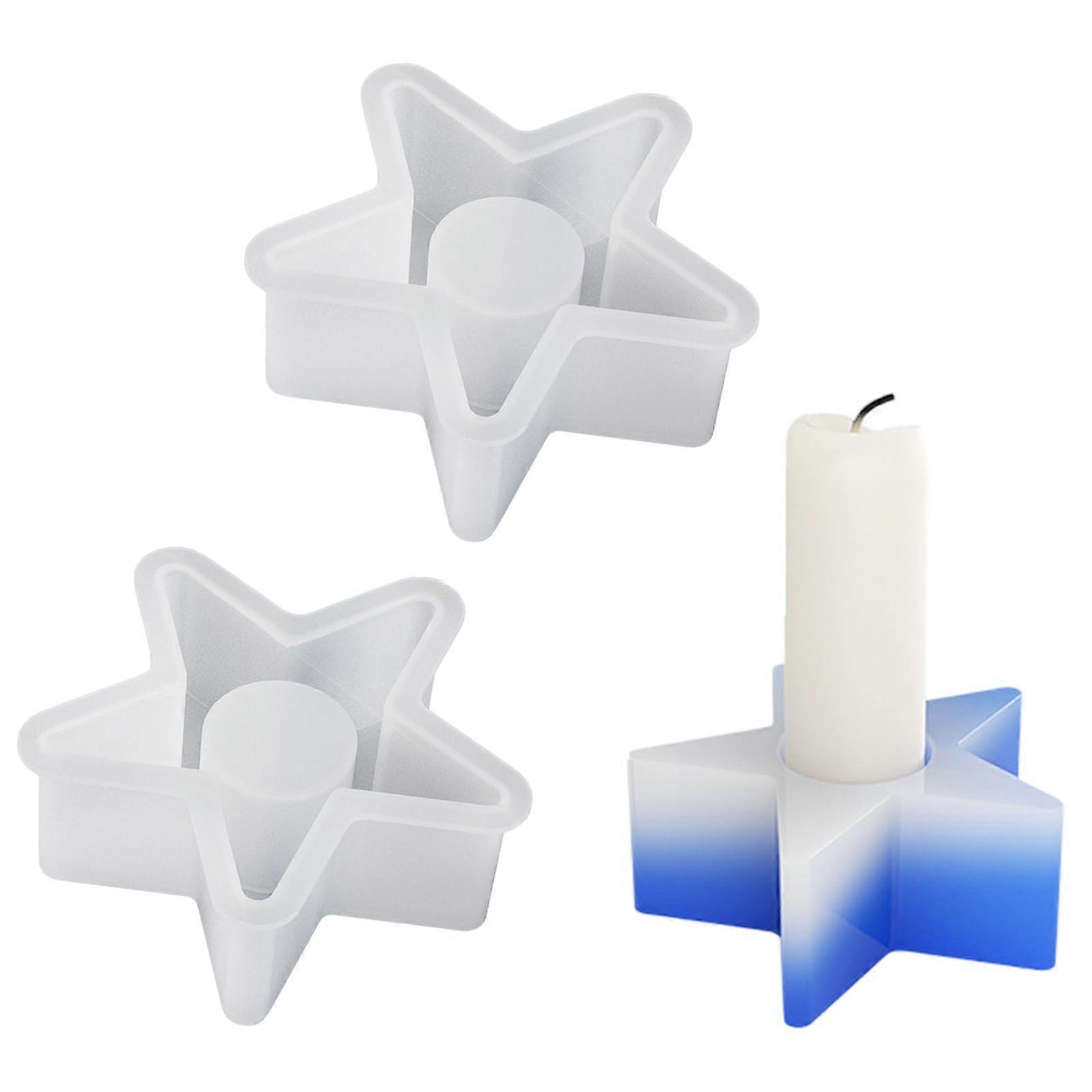 Silicone Mould Candle Holder Set of 2, Star Shaped Halloween Casting Moulds for Resin Epoxy Cone DIY Projects