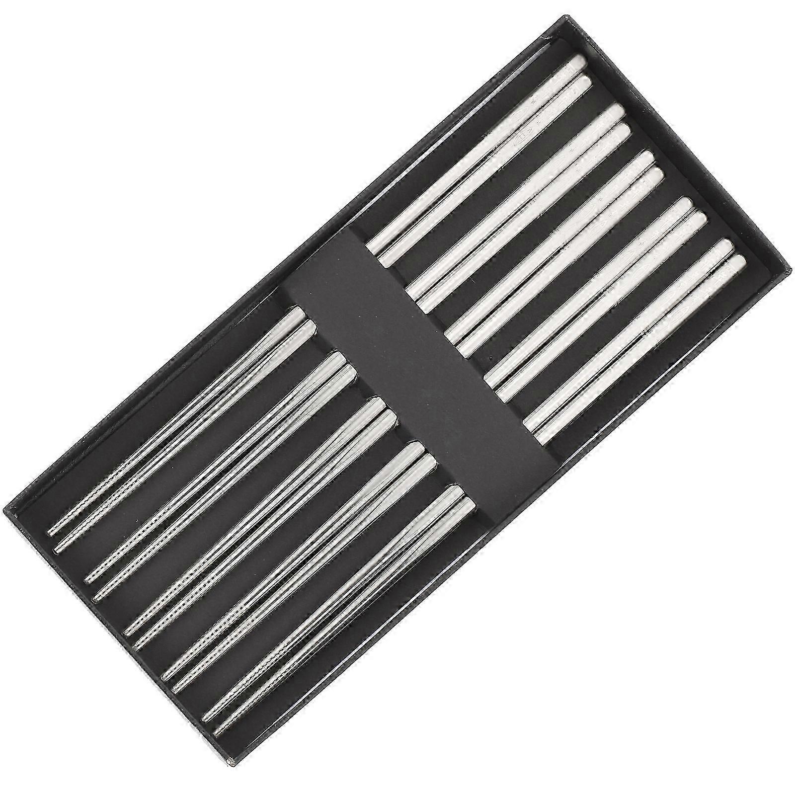 5 Pairs of Stainless Steel Chopsticks Non-Skid Tableware Household Chopsticks Metal Tableware