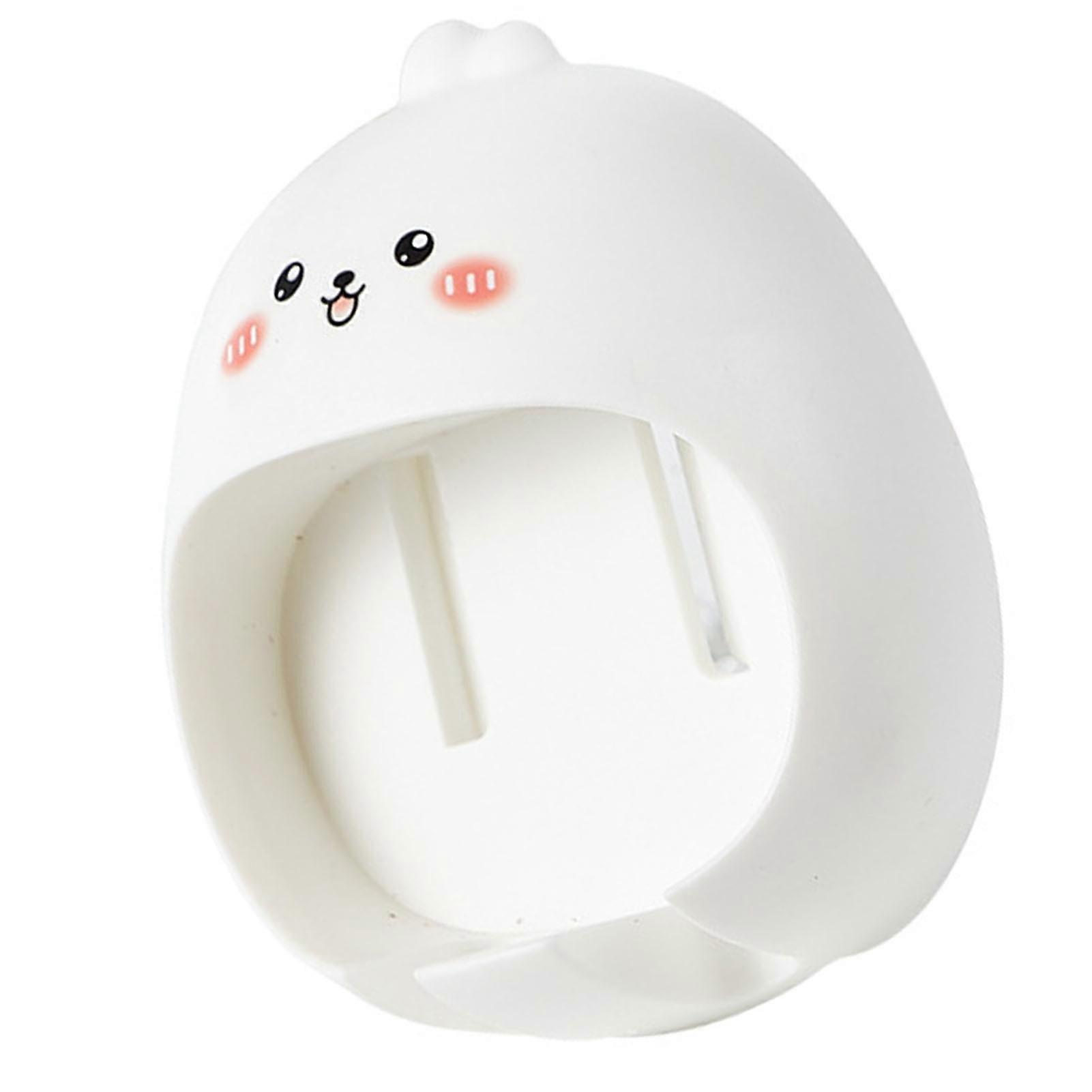 Cute Toothbrush Holder Wall Mounted White Rabbit Plastic 30g