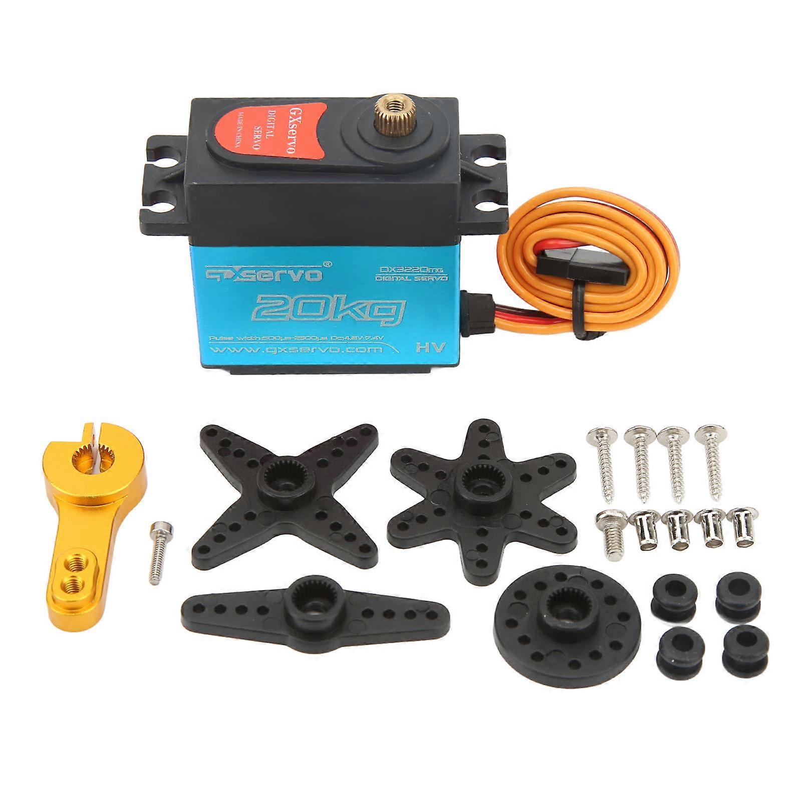 20KG RC Digital Servo 180 Degree Rotation High Speed Metal Gear Servo for RC Car Robot Ship Manipulator Blue