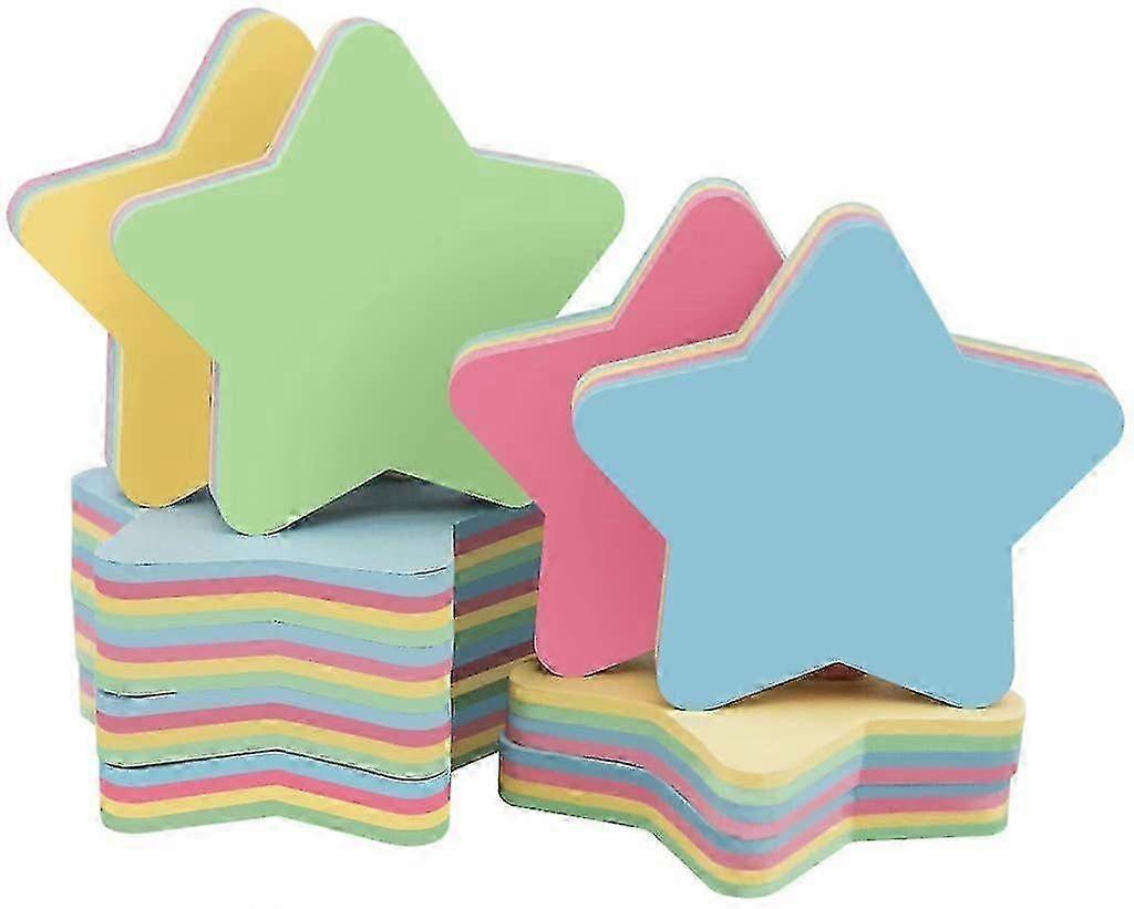 Cute Multi-Color Star-Shaped Sticky Notes - 10 Adhesive Page Notes