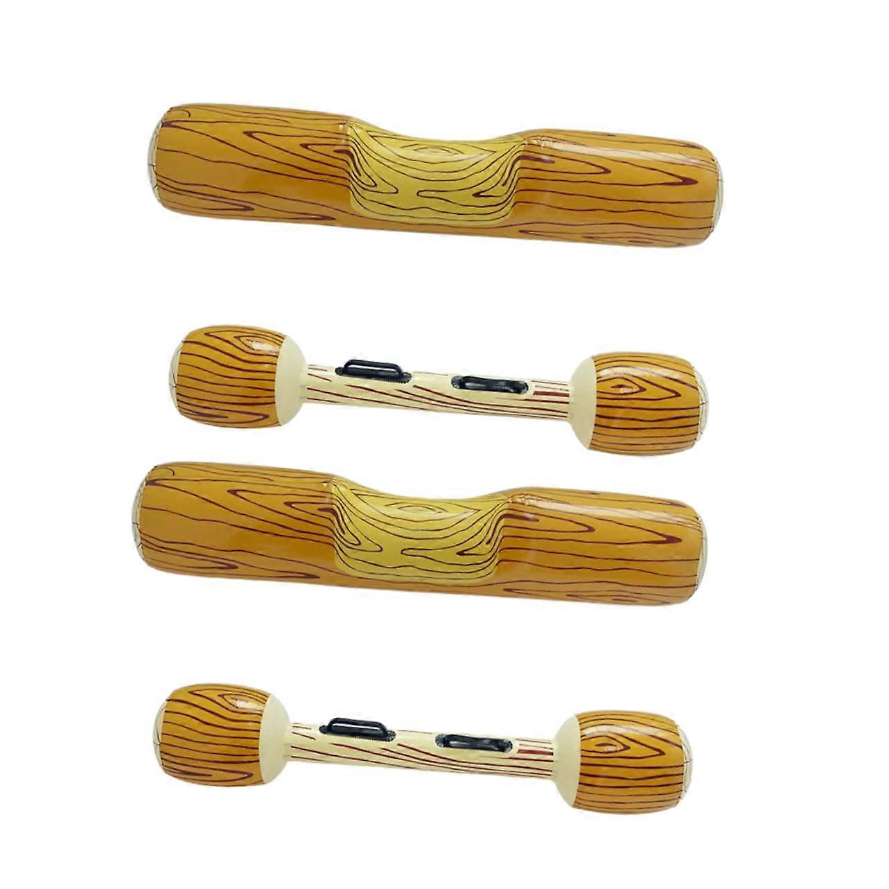 4 inflatable floating seat rows for swimming pools, adult swimming, hand paddling, water log rafts with wood grain pattern.