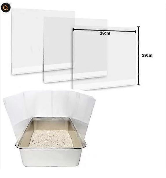 3pcs Cat Litter Box Splash Guards - Cat Toilet Pee Shields Transparent Easy Clean Splash Guard Privacy Screen for Open Top Litter Pan
