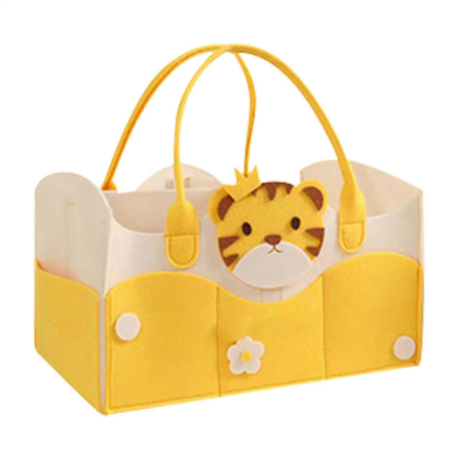 Baby Tote Bag – Large Felt Multi-Functional Diaper Bag with Multiple Pockets for Newborn Storage, Birth Tiger Design