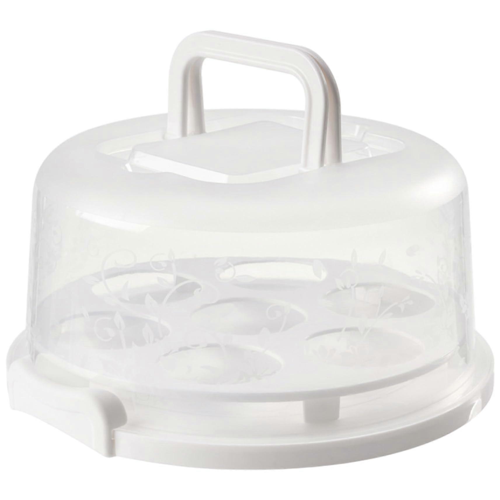 Cake Container With Lid And Handle 10-Inch Round Portable Cake Carrier Transparent Lid Washable Reusable