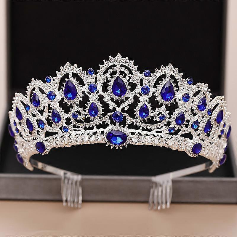 Bride Crown Headband, Rhinestone, Silver and Green