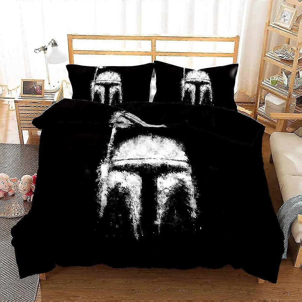 Soft and Breathable White Bedding Set Compatible with Mandalorian Theme - 1 Duvet Cover with Zipper + 2 Pillowcases