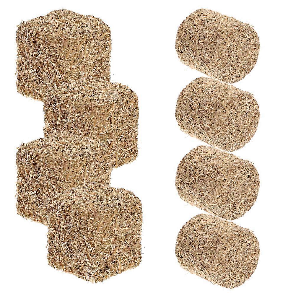 8pcs Mini Hay Bales Dollhouse Decor, Artificial Straw Miniature Haystack Models for Mini Home Landscaping and Model Railroading Scenes