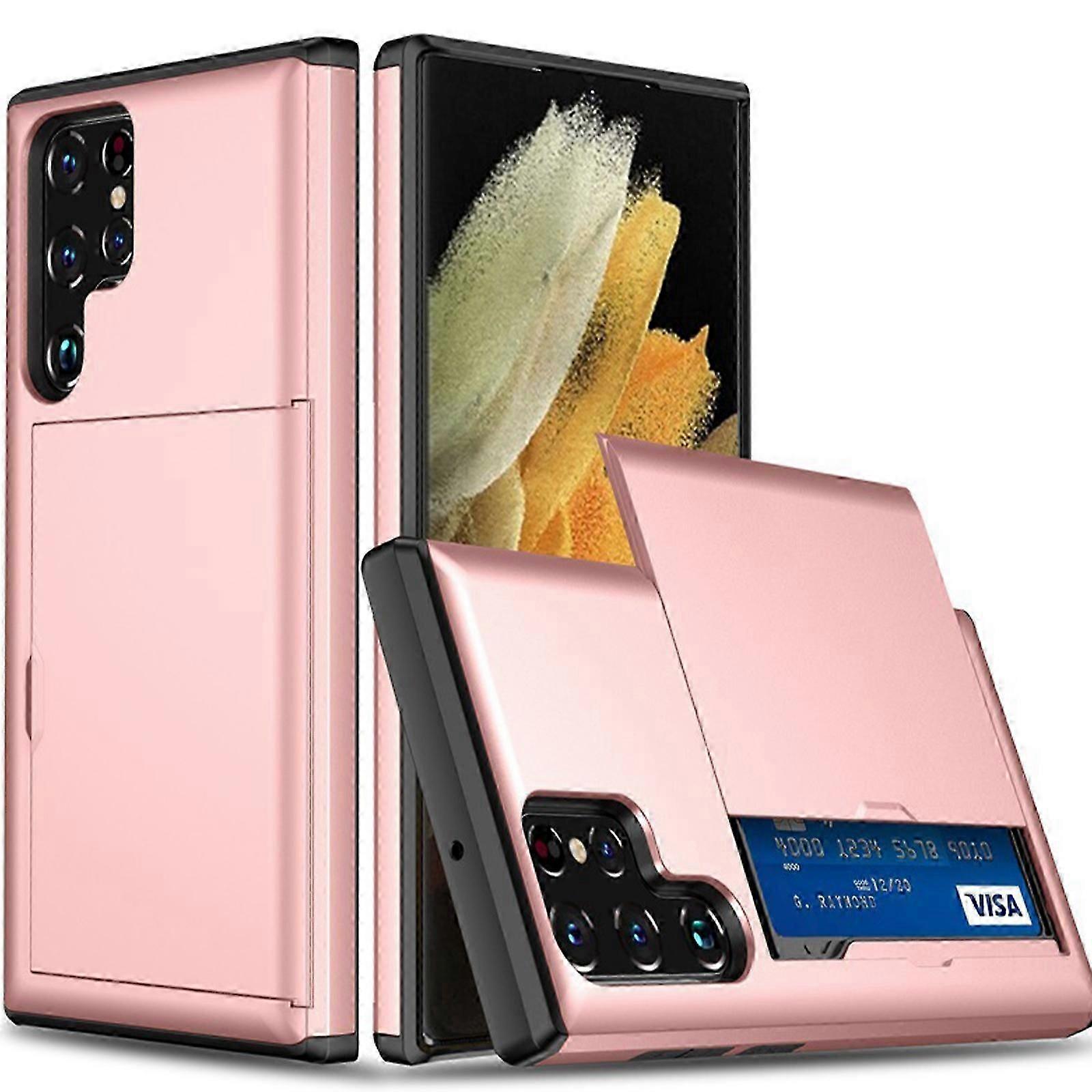 S24 Ultra Case Wallet with Credit Card Holder, Card Slot Shockproof PC TPU Phone Case Slide Flip Protective Cover for Samsung Galaxy S24 Ultra