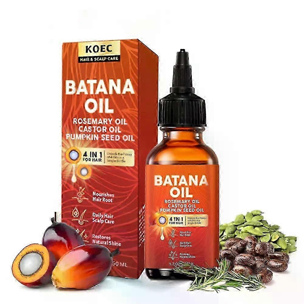 Batana-Öl für das Haarwachstum, 4-in-1 flüssiges Batana-Öl, mit Rosmarin, Kürbiskernöl, Rizinusöl, Pr