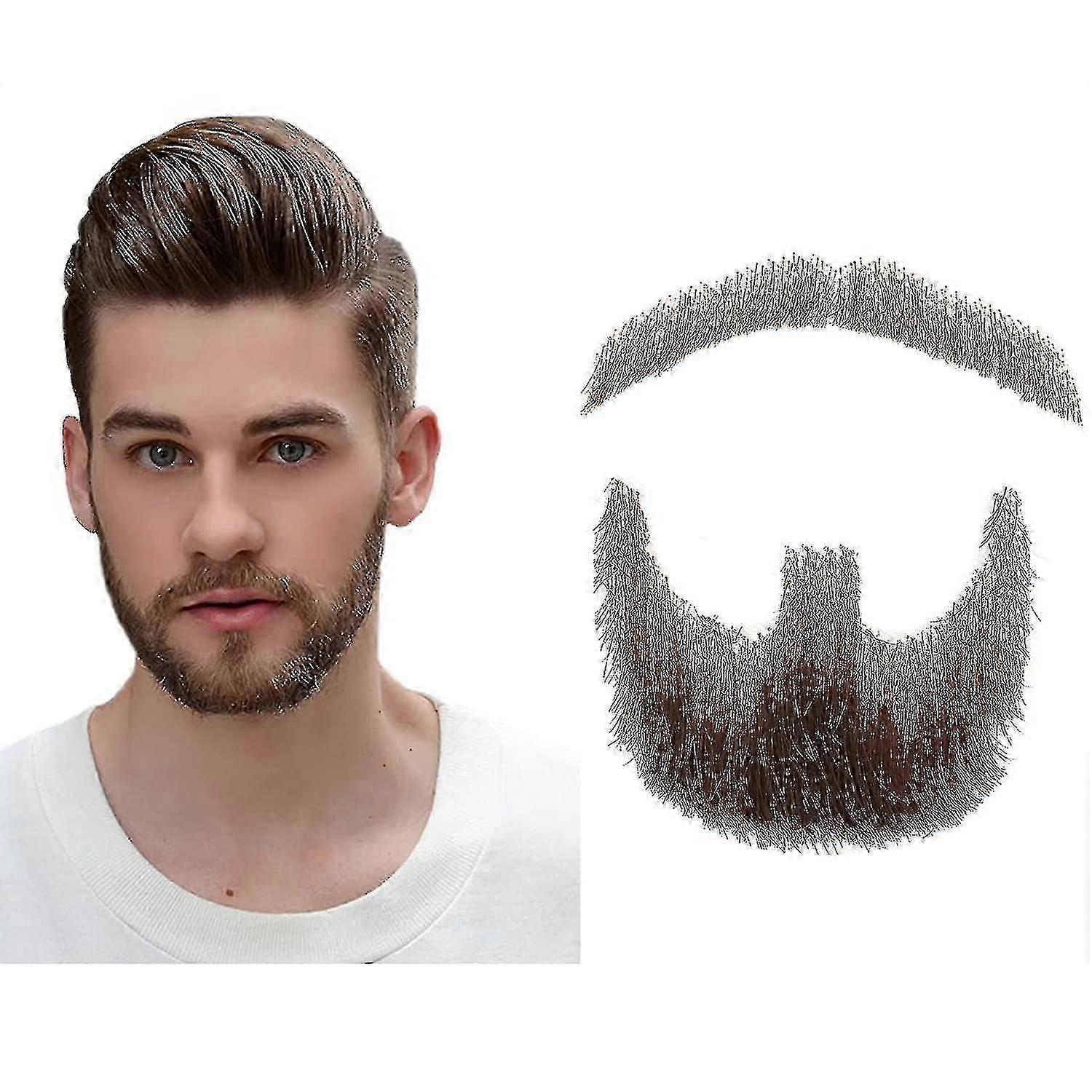 Fake Beard Realistic 100% Human Hair Full Hand Tied Goatee Brown For Men Makeup Entertainment/drama (hz06)