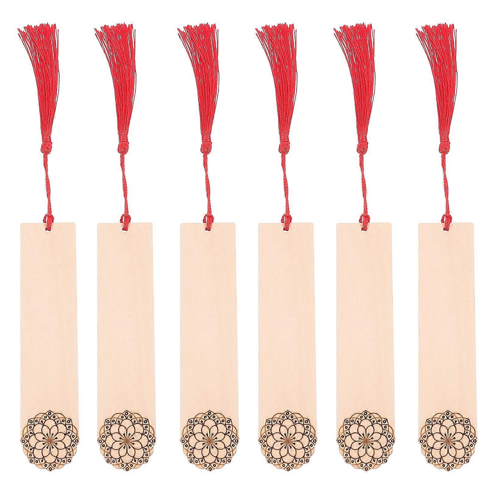 DIY Craft Bookmarks 6 Pieces Khaki Synthetic Material with Hanging Hole for Student Gifts and Party Decorations 6pcs