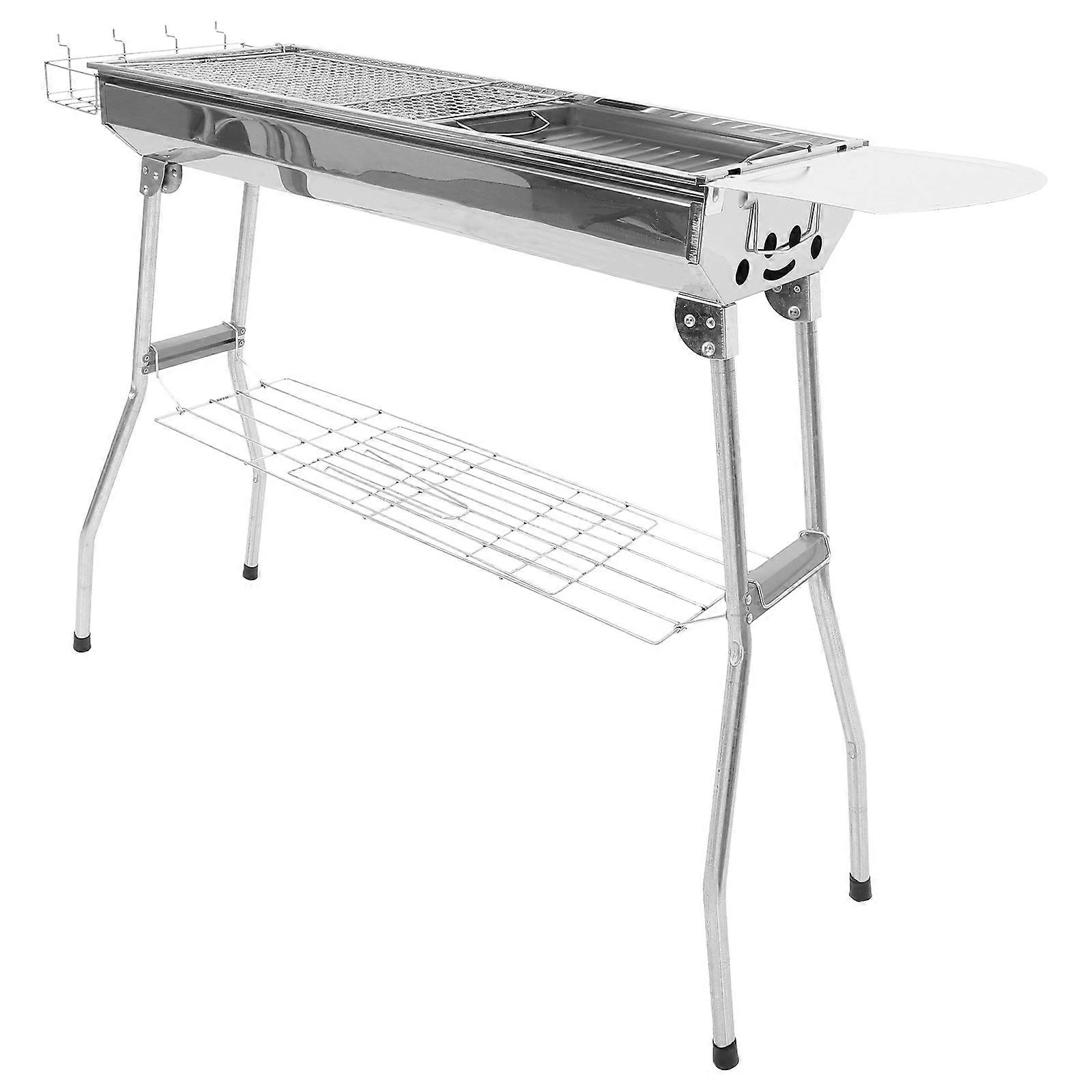 Barbecue Grill Portable Grilling Square Grid Stainless Steel Outdoor Leisure 39.4×29.9×11In Practical Design 1Set