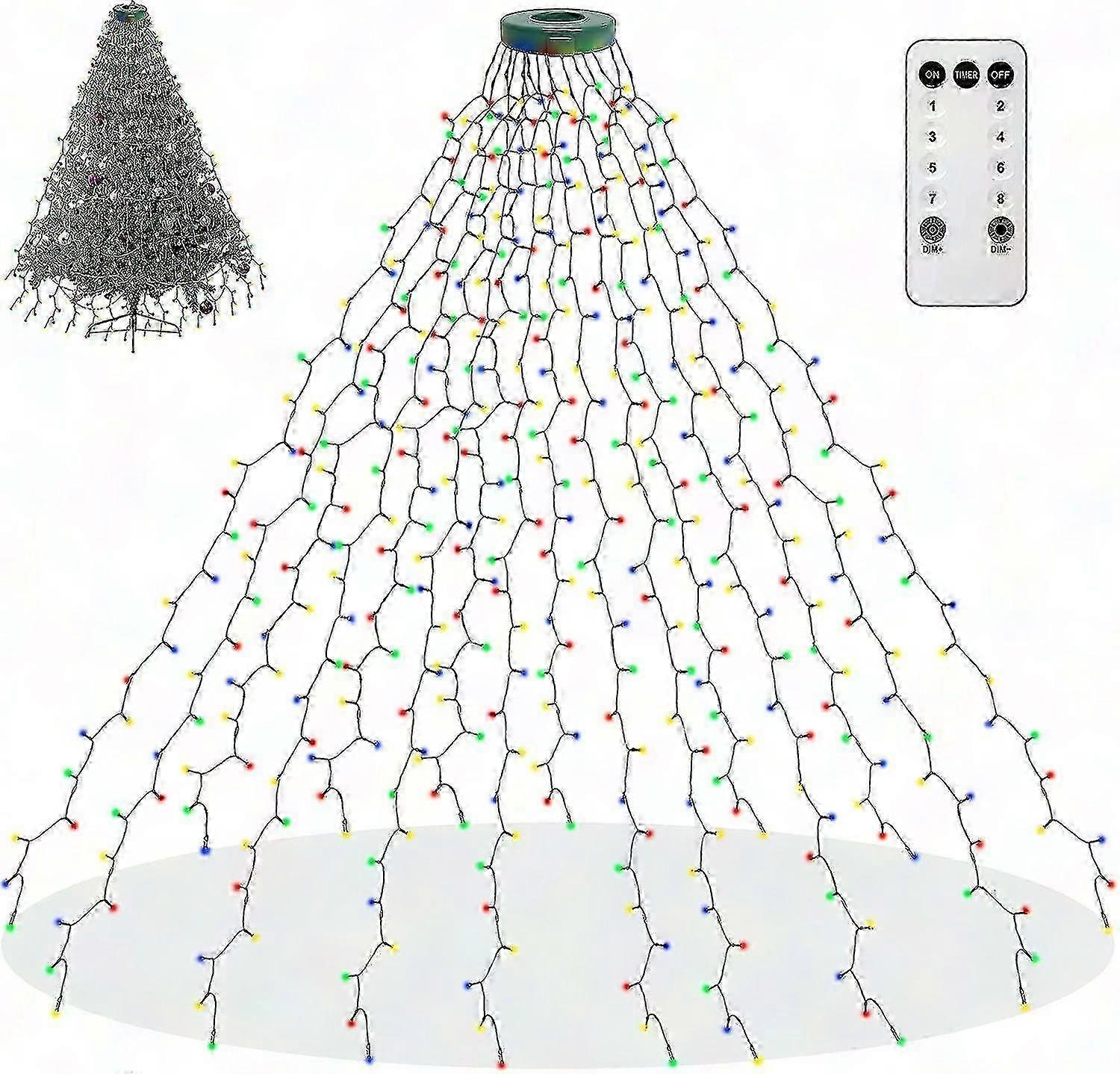6.6ft 16-String Holiday Decor Lights with 400 LEDs, 8 Modes, Memory Function & Timer, Remote-Controlled Christmas Tree Lighting