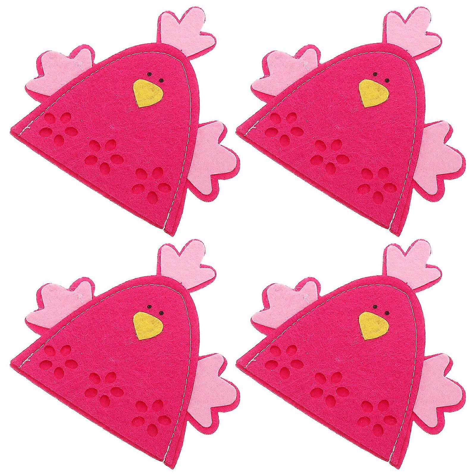 Decorative Easter Egg Covers Chick Shaped Cloth Storage Bags Rosy 12.00X12.00X0.20CM Spring Table Decorations 4Pcs